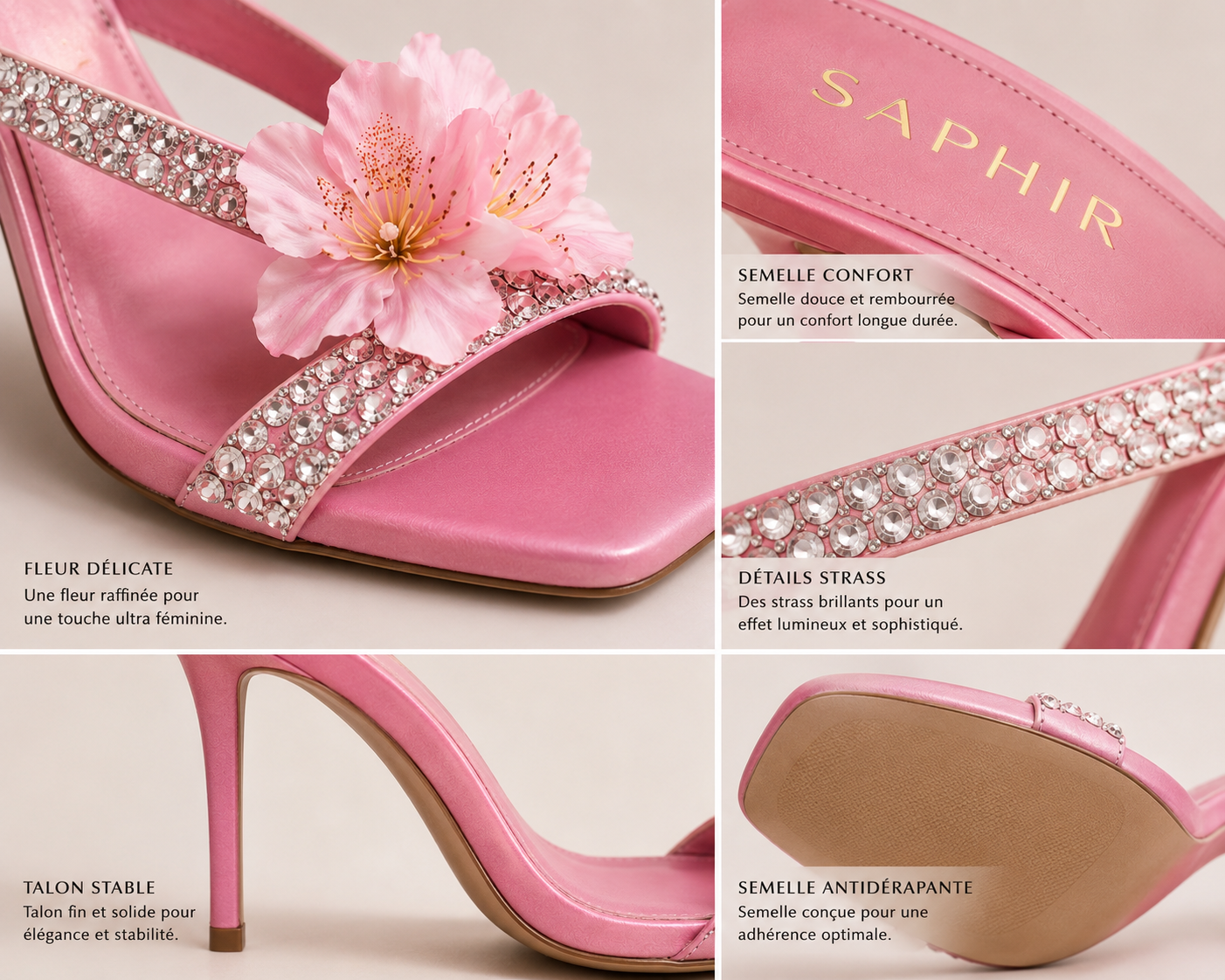 Sandales Crystal - rose